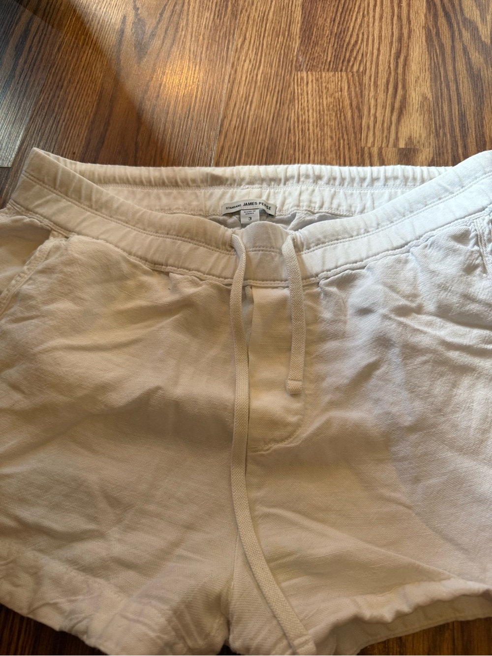James Perse Women’s White Linen Blend Elastic Waist Shorts